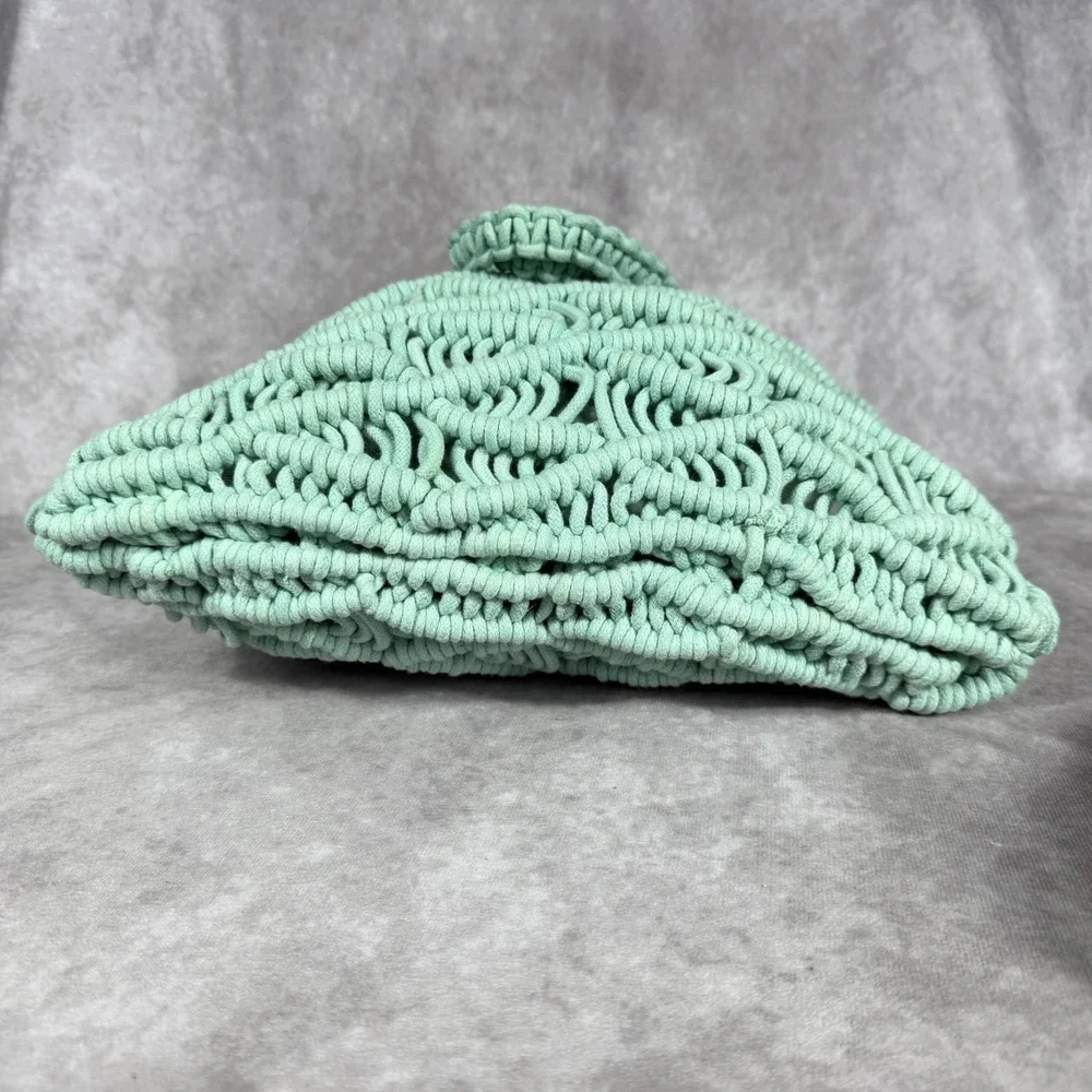 C&C California Macrame Tote Bag Sage Green Mint Knotted Boho Shoulder Bag NWOT